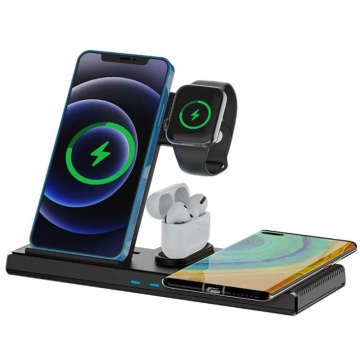Statie wireless 4in1 telefon, iWatch, AirPods, 18W Yesido DS13, Negru - Img 2