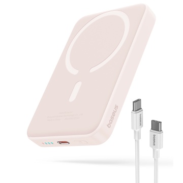 Acumulator Extern Type-C, Incarcare Wireless, 20W, 10000mAh + Cablu Type-C, 30cm - Baseus Mini Air (P10059001413-00) - Pink - Img 3