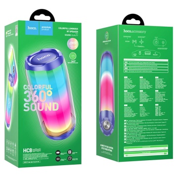 Boxa portabila Bluetooth TWS cu lumini RGB Hoco HC8 - Albastru - Img 7