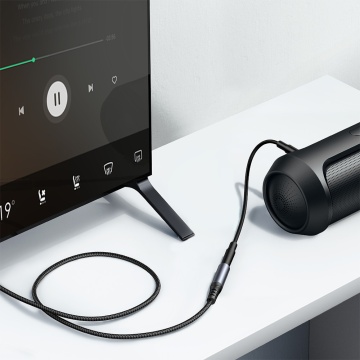 Cablu Audio JoyRoom Seria de transfer audio (SY-A09) - Mufa 3,5 mm Mascul la Mufa 3,5 mm Femeie, 1,2 m - Negru - Img 4