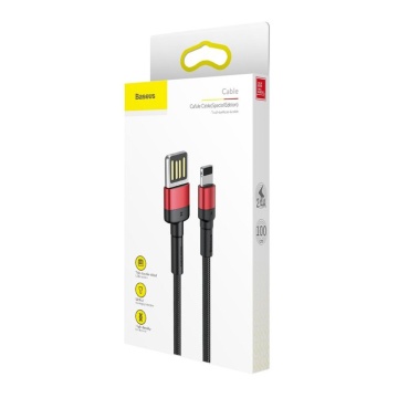 Cablu date Lightning Baseus, 480Mbps, 2.4A, 1m, CALKLF-G91 - Rosu/Negru - Img 7