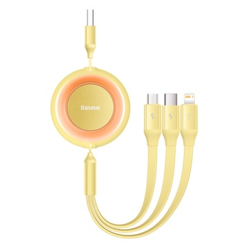 Cablu date retractabil Type-C, iPhone, Micro-USB Baseus, CAMJ010011 - Galben - Img 3