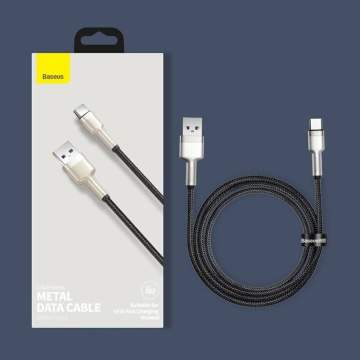 Cablu de date Baseus Series Metal (CAKF000001) - USB la tip C, incarcare super rapida, 66W, 6A, 25cm - negru - Img 7
