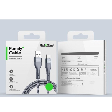 Cablu de date Duzzona (A8) - incarcare rapida USB la Type-C 2,4 A, 12 W, 480 Mbps, 2 m - Gri - Img 7