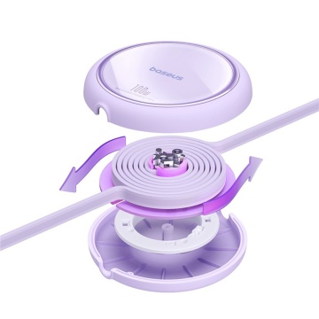 Cablu de date Super Fast Charging PD100W Baseus Free2Draw Mini - Violet - Img 3