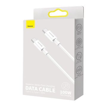 Cablu de date Type-C Baseus Fast Charge 100W, 1m, CATYS-B02 - alb - Img 6