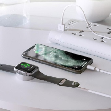 Cablu incarcare Apple Watch wireless, Lightning iPhone Yesido CA70, alb - Img 6