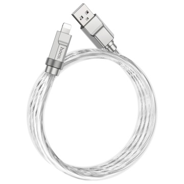 Cablu iPhone Fast Charging 2.4A Hoco U113, 1m, Argintiu - Img 2