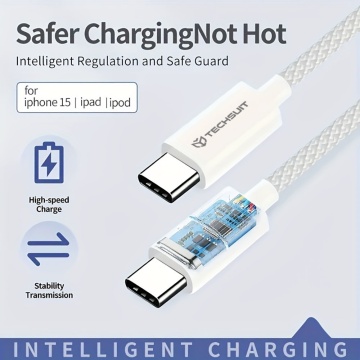 Cablu Super Fast Charging tip C PD60W Techsuit, 1m - Galben - Img 4