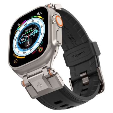 Curea Apple Watch 1/2/3/4/5/6/7/8/9/10/SE/SE 2/Ultra/Ultra 2 (42/44/45/46/49mm) Spigen DuraPro Armor PU - Negru - Img 6