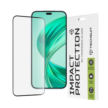 Folie pentru Honor X8b - Techsuit 111D Full Cover / Full Glue Glass / 3D Curved Screen - Black - Img 1
