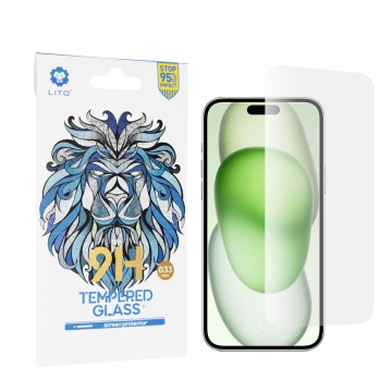Folie sticla iPhone 15 Plus Lito 9H Tempered Glass, transparenta - Img 1