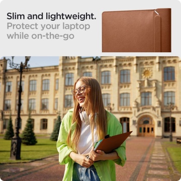 Husa 360 pentru laptop 15-16" Spigen Valentinus Sleeve - Maro - Img 4