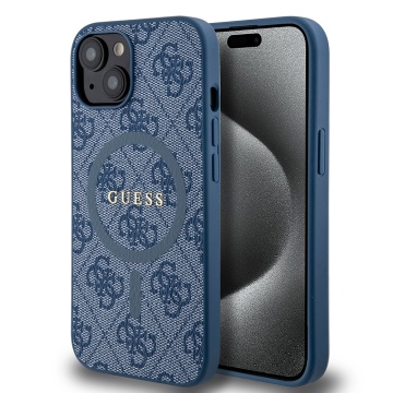 Husa Guess iPhone 15 Plus 4G Collection Leather MagSafe, GUHMP15MG4GFRB -Albastru - Img 1