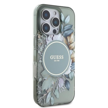 Husa Guess iPhone 16 Pro Liquid Glitter Flower MagSafe, GUHMP16LLFMWTE- Verde - Img 5