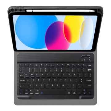 Husa iPad 10 (2022) 10.9 tastatura magnetica wireless RGB/pencil holder, Negru - Img 4