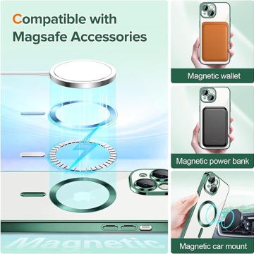 Husa Iphone 14 Techsuit - Luxury Crystal MagSafe, Verde - Img 5