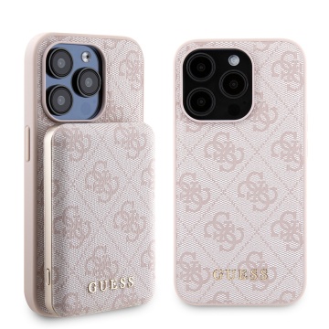 Husa iPhone 15 Pro Guess Hardcase Powerbank MagSafe GUBPM5P15L4GEMGP- Roz - Img 1