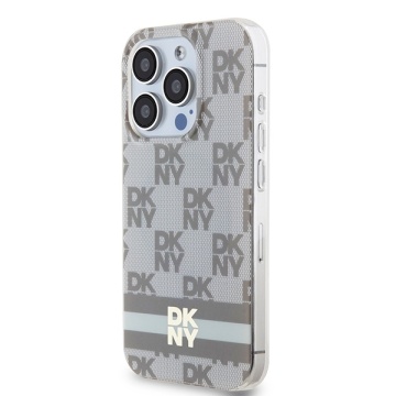 Husa iPhone 15 Pro Max - DKNY IML Checkered Mono Pattern & Printed Stripes MagSafe (DKHMP15XHCPTSE) - Beige - Img 2