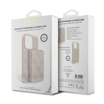 Husa iPhone 15 Pro Max Guess Hardcase Powerbank MagSafe GUBPM5P15X4GEMGP - Roz - Img 7