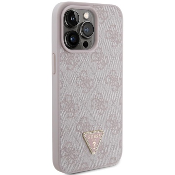 Husa iPhone 15 Pro Max Guess Leather 4G Triangle Strass GUHCP15XP4TDPP - Roz - Img 3