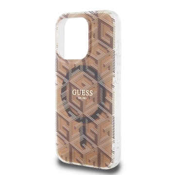 Husa iPhone 15 Pro originala Guess IML GCube MagSafe GUHMP15LHGCUSTGW- Maro - Img 3