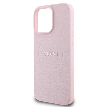 Husa iPhone 16 Pro Guess Grained Gold Ring MagSafe - Roz - Img 5