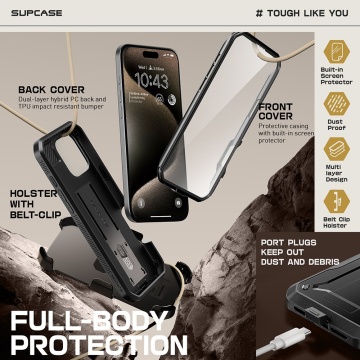 Husa iPhone 16 Pro Supcase Unicorn Beetle Pro - Negru - Img 3