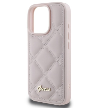 Husa originala Guess Quilted Metal Logo iPhone 16 Pro, GUHCP16LPSQSQSP- Roz - Img 5