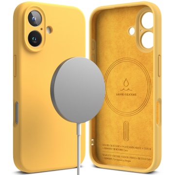 Husa pentru iPhone 16 - Ringke Silicone Magnetic MagSafe - Yellow - Img 1