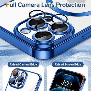 Husa premium iPhone 13 Pro Max Techsuit Luxury Crystal MagSafe - Albastru - Img 3