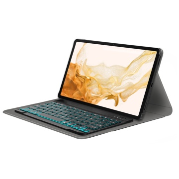 Husa Samsung Galaxy Tab S8 Plus cu tastatura magnetica wireless RGB Techsuit CozyTab, - Negru - Img 5
