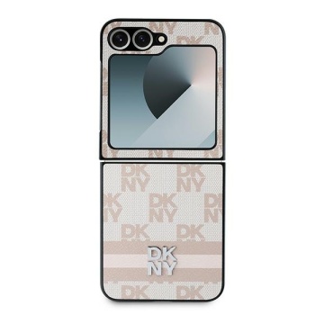 Husa Samsung Galaxy Z Flip6 - DKNY Leather Chequered Pattern Printed Stripes (DKHCZF6PCPTSSP) - Pink - Img 2