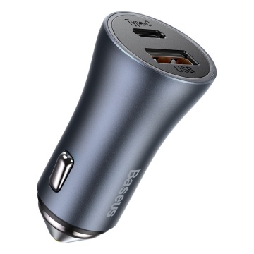 Încărcător auto Golden Pro (TZCCJD-B0G) - USB-A, USB-C, 40W cu cablu tip C la Lightning Baseus- Gri - Img 4