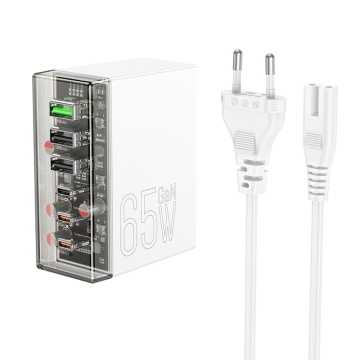 Incarcator de perete Hoco, Fuerza (N36) - 3x USB, 3x Type-C, 65W cu cablu DC - Alb - Img 6