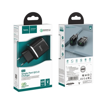 Incarcator priza Fast Charging USB 18W Hoco N3, negru - Img 6