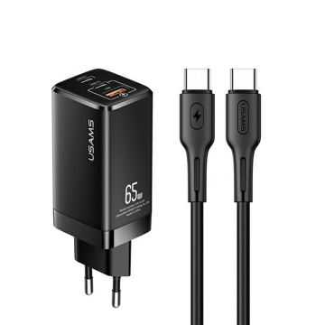 Incarcator priza T33 + cablu date tip C U43 Usams, negru - Img 1