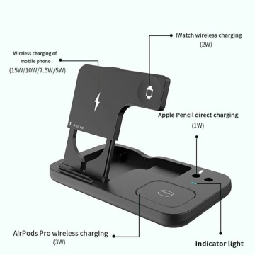 Incarcator wireless 4 in 1 pentru Apple Pencil, Apple Watch, Iphone, AirPods - Techsuit D22 - Img 6
