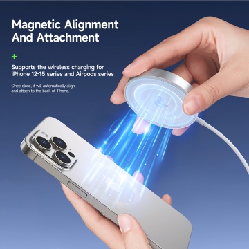 Incarcator wireless magnetic Qi2 pentru iPhone Duzzona W18, alb - Img 6