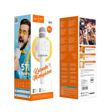 Microfon portabil wireless karaoke Hoco BK5, 5W - Alb - Img 4