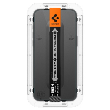 [Pachet 2x] Folie iPhone 15 Pro Max Spigen Glas.tR EZ Fit, Clear - Img 3