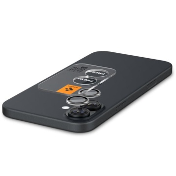 [Pachet 2x] Folie sticla camera iPhone 16 Plus Spigen Glas.tR Optik EZ Fit Pro - Transparent - Img 4