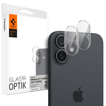 [Pachet 2x] Folie sticla camera iPhone 16 Plus Spigen Glas.tR Optik - Clear - Img 1