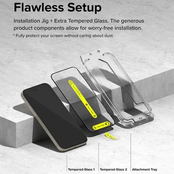 [Pachet 2x] Folie sticla iPhone 16 Pro Ringke Easy Slide Tempered Glass - Transparent - Img 6