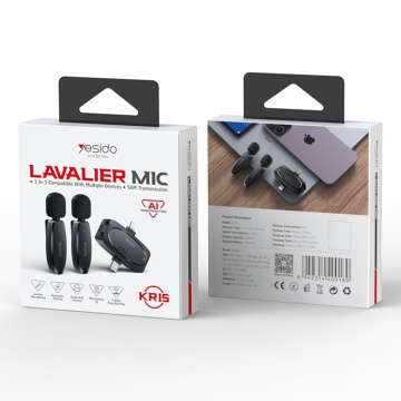[Pachet 2x] Microfon tip lavariera wireless Yesido KR15 - Negru - Img 7