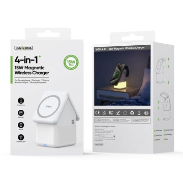 Statie de incarcare Duzzona (W20) - pentru iPhone, Apple Watch și AirPods, 15 W, cu lumină LED - roz - Img 6