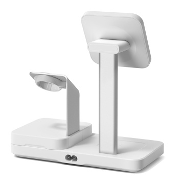 Statie de incarcare fara fir premium 5 în 1 HaloLock (6E004) - cu GaN, iPhone MagSafe, AirPods, Apple Watch, 65 W - alb - Img 5