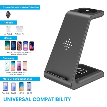 Statie incarcare wireless Phone / AirPods /Galaxy Watch, cablu Type C (10W) Techsuit T3, Negru - Img 7