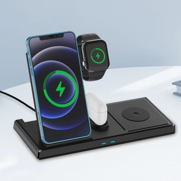 Statie wireless 4in1 telefon, iWatch, AirPods, 18W Yesido DS13, Negru - Img 3