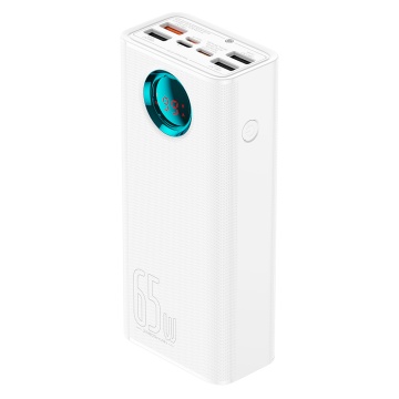 Acumulator Extern 4x USB, Type-C, Lighting, Micro-USB, Fast Charge, 65W, 26800mAh - Baseus Amblight (P10022402223-00) - White - Img 4